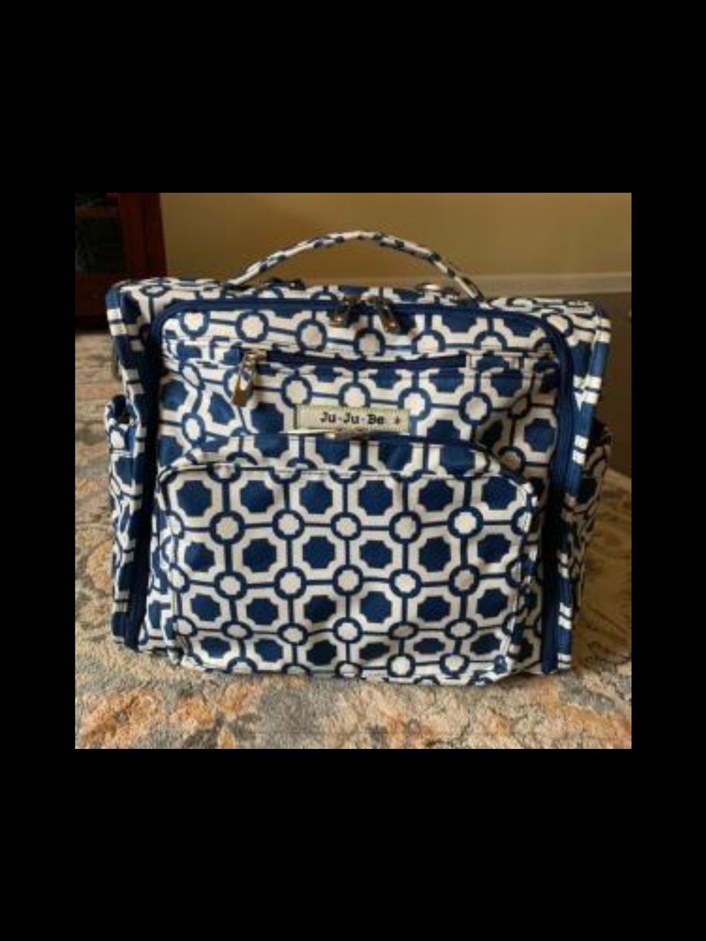 Ju-Ju-Be Navy & White Ooak Prototype Geometric Diaper Bag Tote Bff One Of A Kind